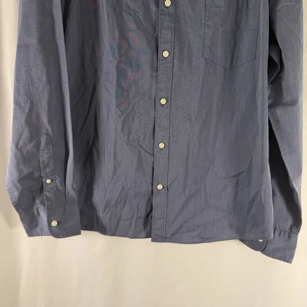 New J. Crew Performance Dress Shirt Mens XXL Blue Long Sleeve Button Up Untucked